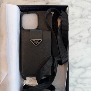 Prada Charcoal Phone Case with Strap